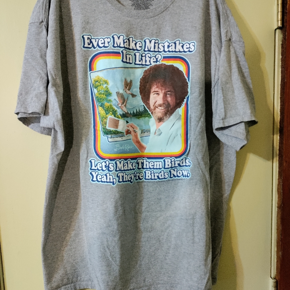 Bob Ross Grey T-shirt 2XL